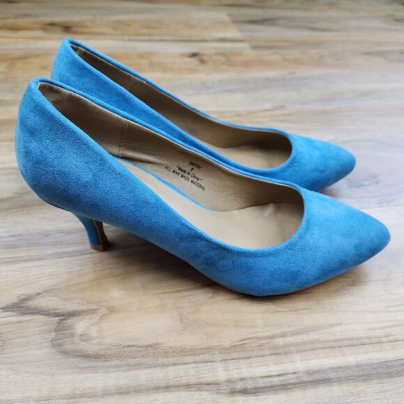 🩵NWOB Riverberry Turquoise Katy Suede Heels Size 8 - Picture 5 of 14